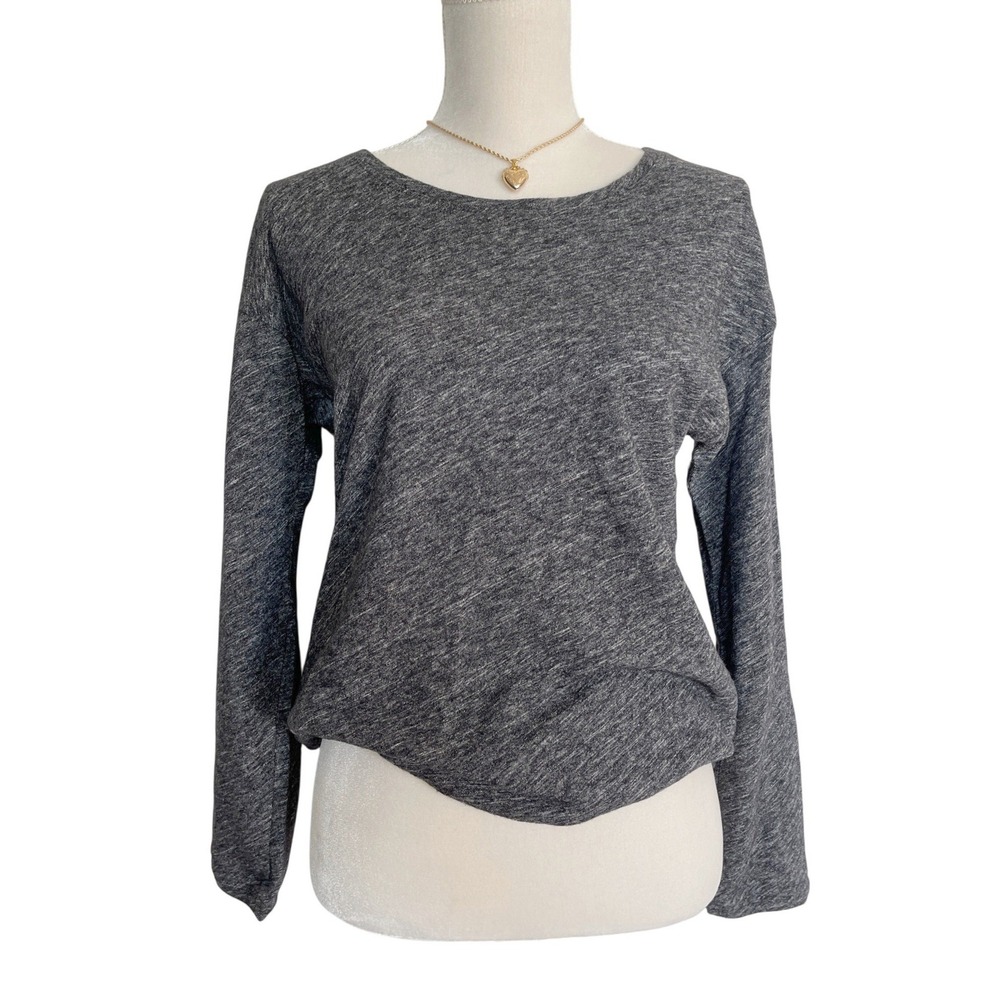 Eileen Fisher Womens S Gray Italian Fabricβ Relaxed Fit Marled Slub Knit Top EUC